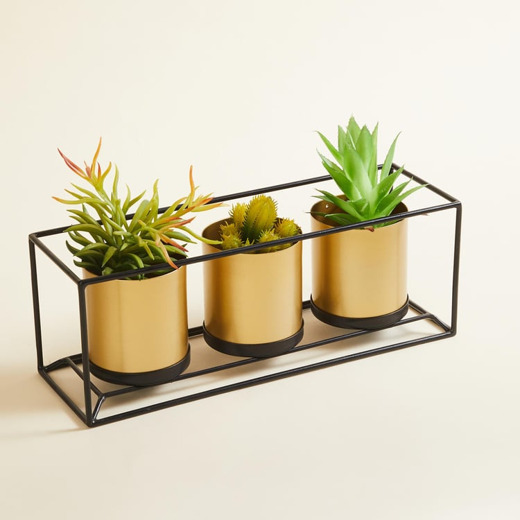 Valencia Set of 3 Metal Planters with Stand