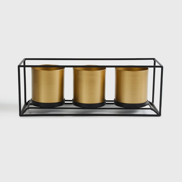 Valencia Set of 3 Metal Planters with Stand