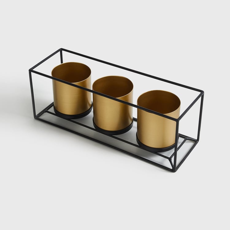 Valencia Set of 3 Metal Planters with Stand