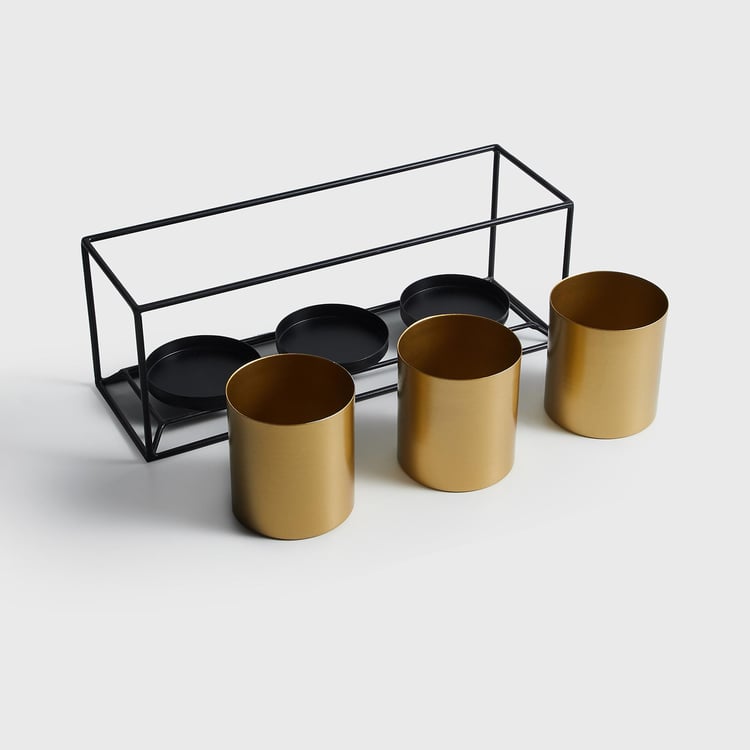 Valencia Set of 3 Metal Planters with Stand