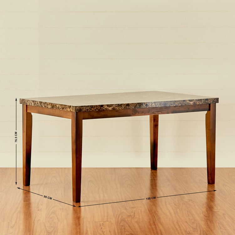 Oscar Brown Rubber Wood 6- Seater Dining Set With 6 Chairs