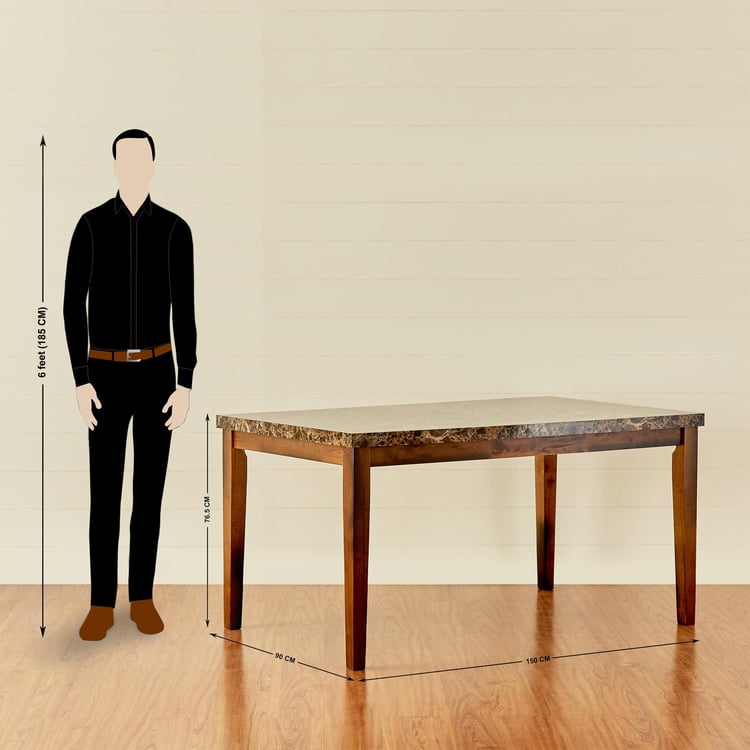 Oscar Brown Rubber Wood 6- Seater Dining Set With 6 Chairs