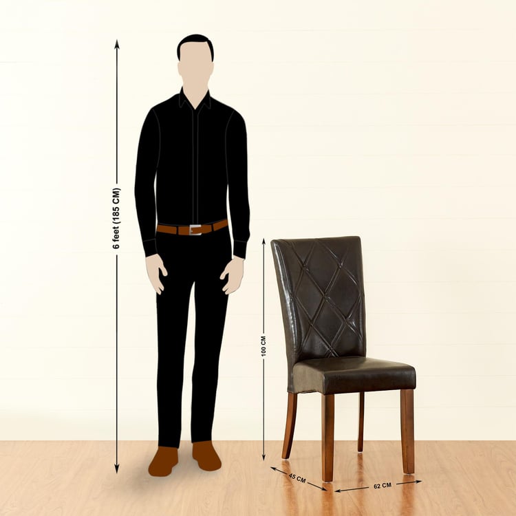 Oscar Brown Rubber Wood 6- Seater Dining Set With 6 Chairs