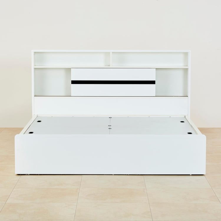 Polaris Halo King Bed with Headboard and Box Storage - White