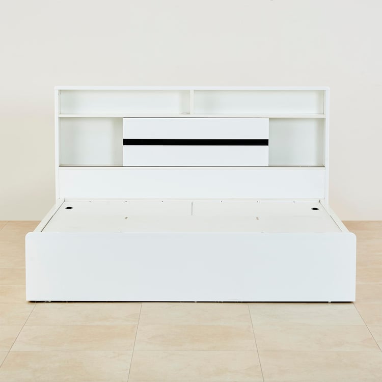 Polaris Halo King Bed with Hydraulic Storage - White
