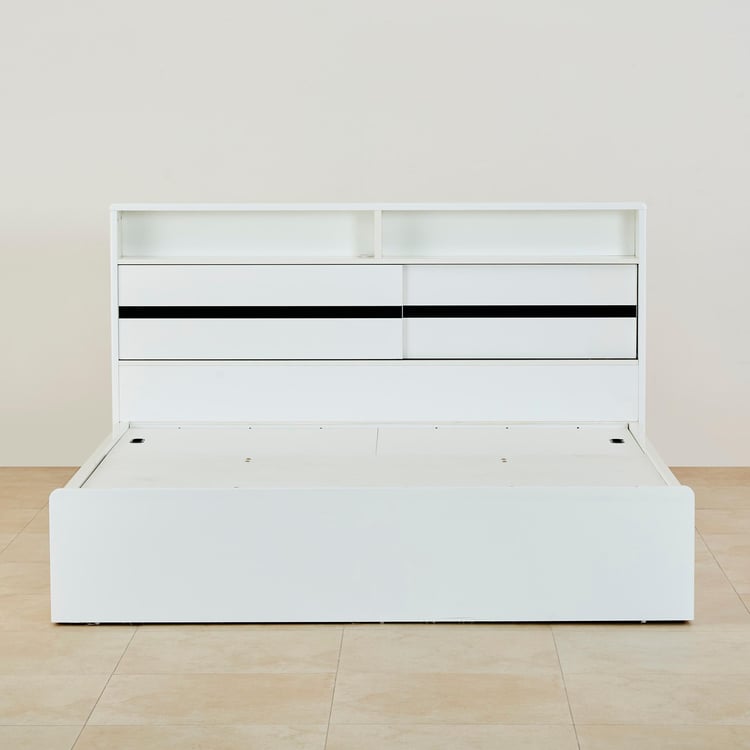 Polaris Halo King Bed with Hydraulic Storage - White