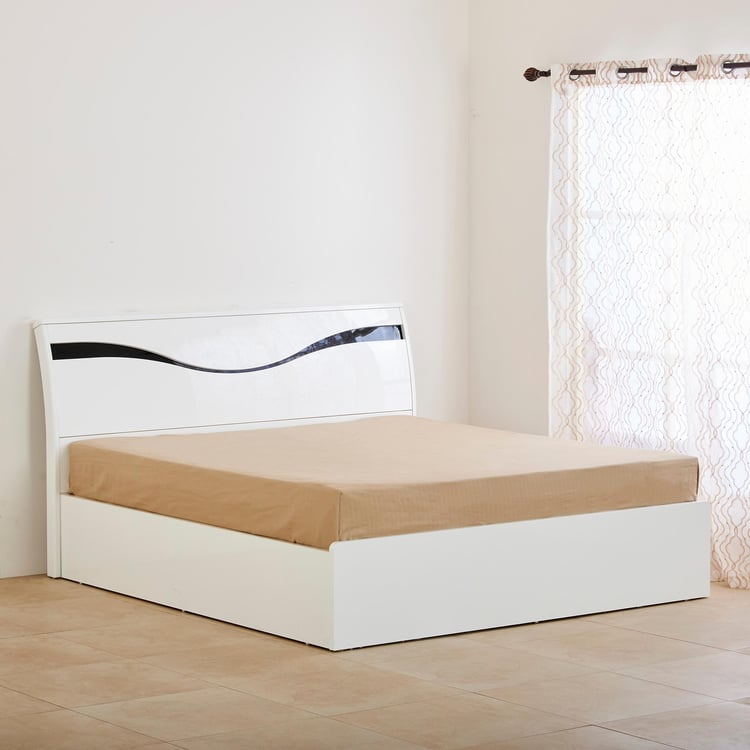 Polaris Unicorn King Bed with Box Storage - White