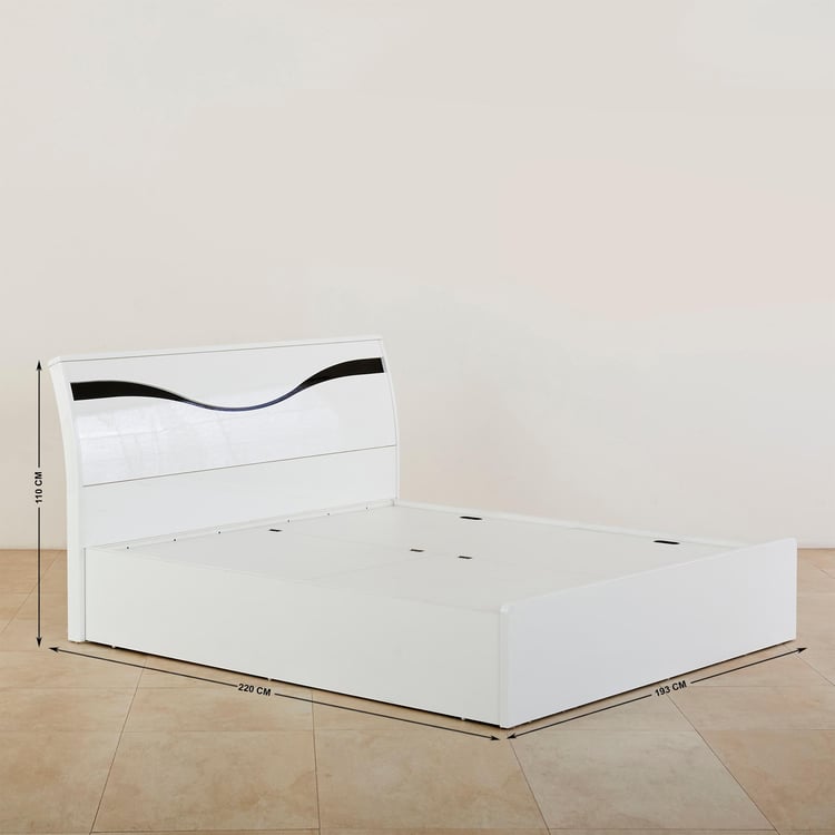 Polaris Unicorn King Bed with Box Storage - White