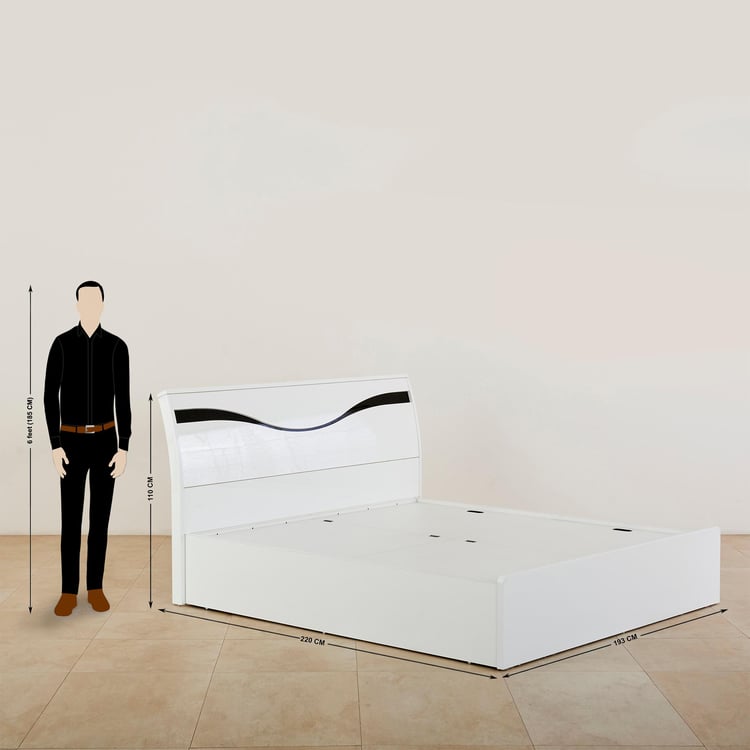 Polaris Unicorn King Bed with Box Storage - White