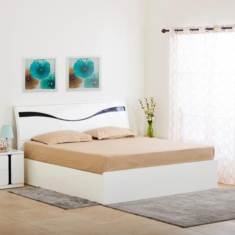 Polaris Unicorn King Bed with Hydraulic Storage - White