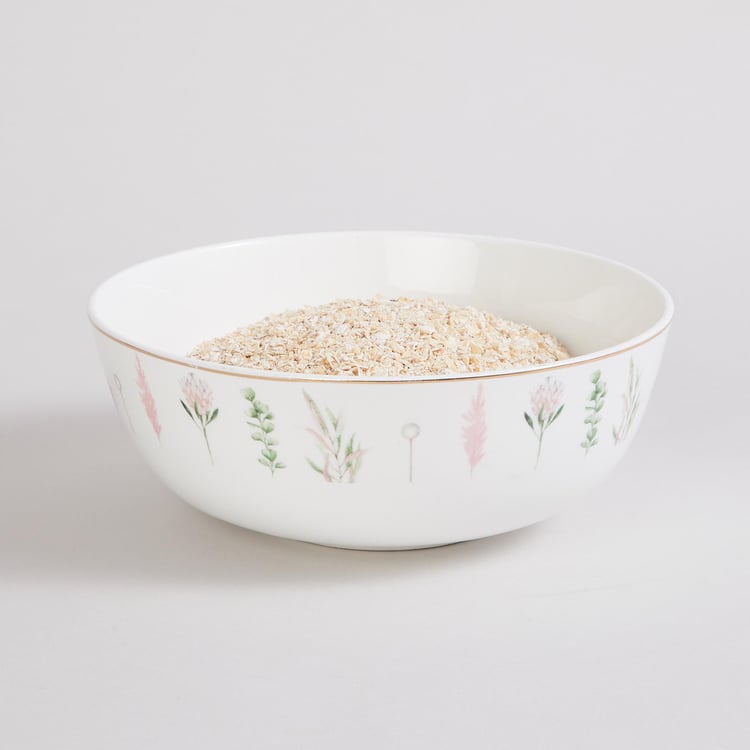 Get The Look-Monarch White Printed Bone China Serving Bowl - 950ml