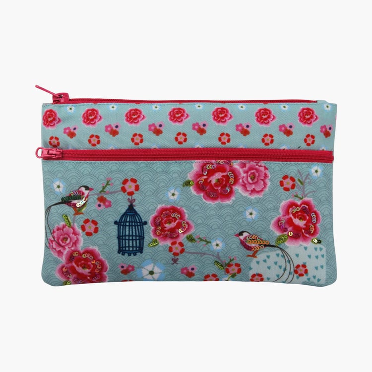 PINAKEN Bird Multicolour Two-Zip Pouch - 15x22.5cm