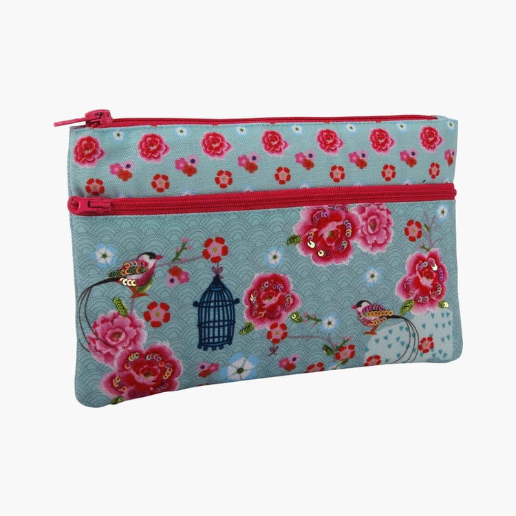 PINAKEN Bird Multicolour Two-Zip Pouch - 15x22.5cm