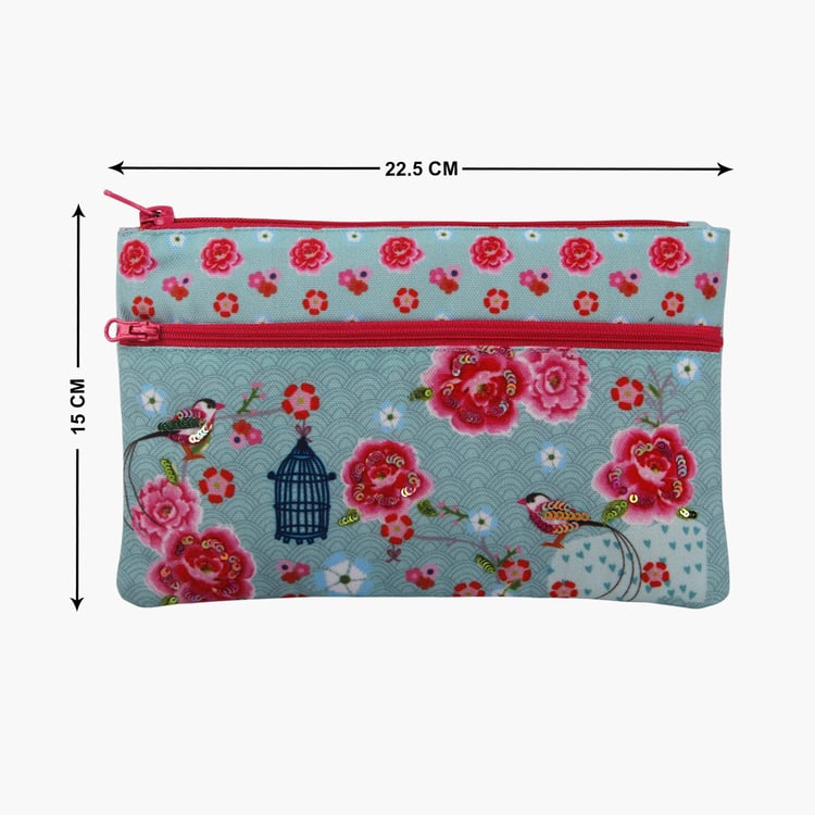 PINAKEN Bird Multicolour Two-Zip Pouch - 15x22.5cm