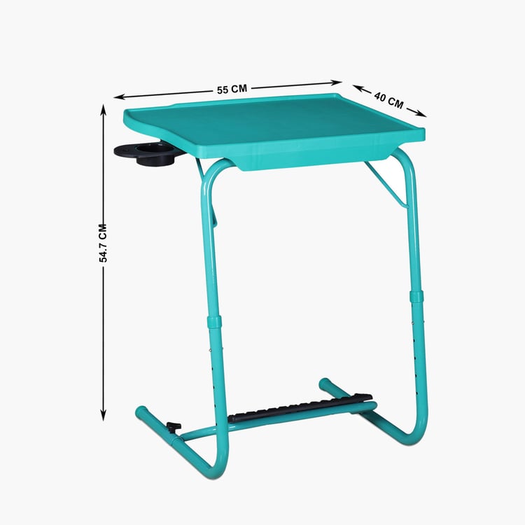 Helios Spencer Multipurpose Folding Table with Footrest and Cup Holder - Blue