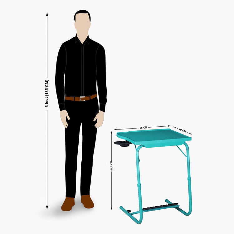 Helios Spencer Multipurpose Folding Table with Footrest and Cup Holder - Blue