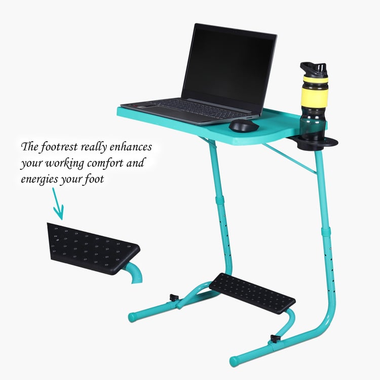 Helios Spencer Multipurpose Folding Table with Footrest and Cup Holder - Blue