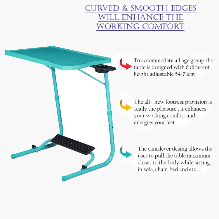 Helios Spencer Multipurpose Folding Table with Footrest and Cup Holder - Blue