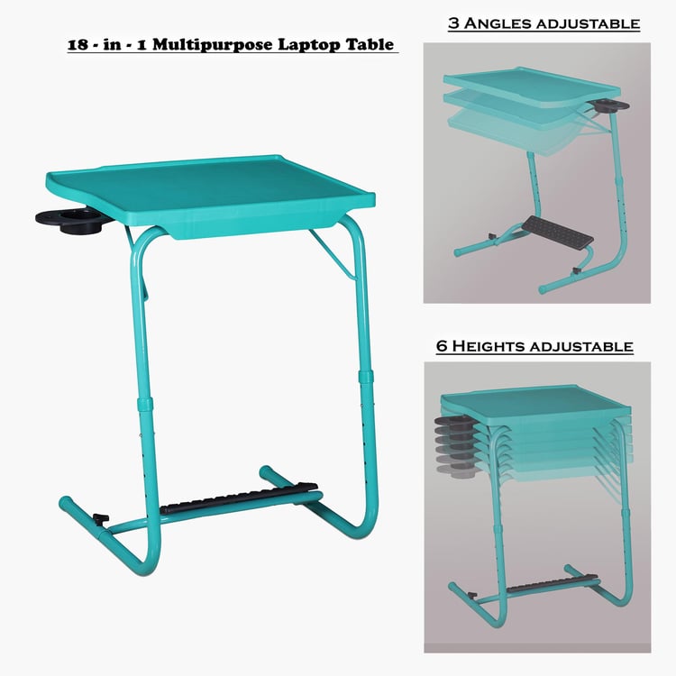 Helios Spencer Multipurpose Folding Table with Footrest and Cup Holder - Blue