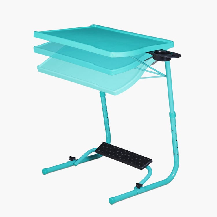 Helios Spencer Multipurpose Folding Table with Footrest and Cup Holder - Blue