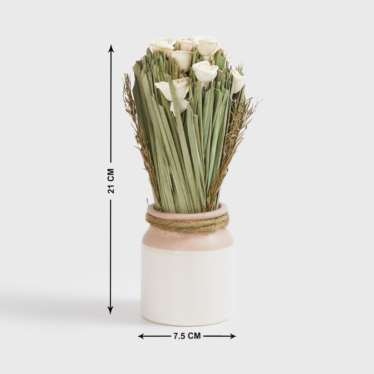 Corsica Eden Artificial Mini Roses in Ceramic Pot