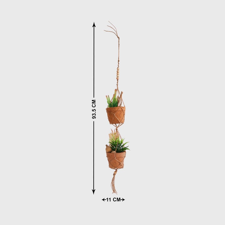 Corsica Eden Artificial Succulent in Rope Net Hanger