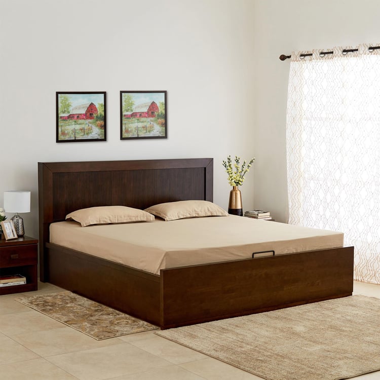 Takeshi Leo King Bed with Hydraulic Storage - Brown