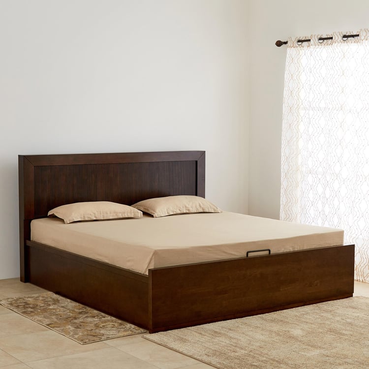 Takeshi Leo King Bed with Hydraulic Storage - Brown