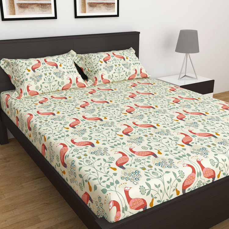 Corsica Mayur Microfibre Printed 3Pcs Queen Bedsheet Set