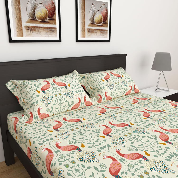 Corsica Mayur Microfibre Printed 3Pcs Queen Bedsheet Set