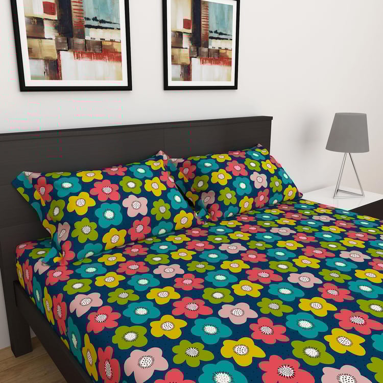 Corsica Retroglitz Microfibre Printed 3Pcs Queen Bedsheet Set