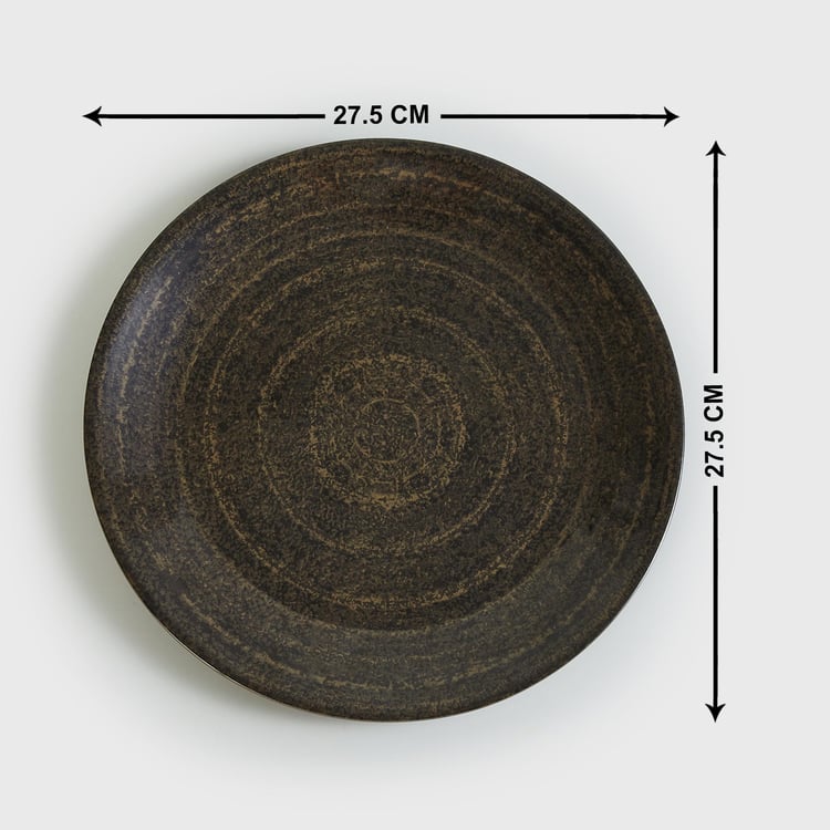 Leo-Xia Brown Printed Melamine Dinner Plate - 27.5cm