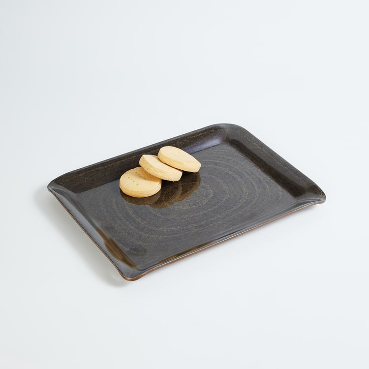 Meadows Solids Black Printed Rectangular Melamine Serving Tray - 9x12.25cm