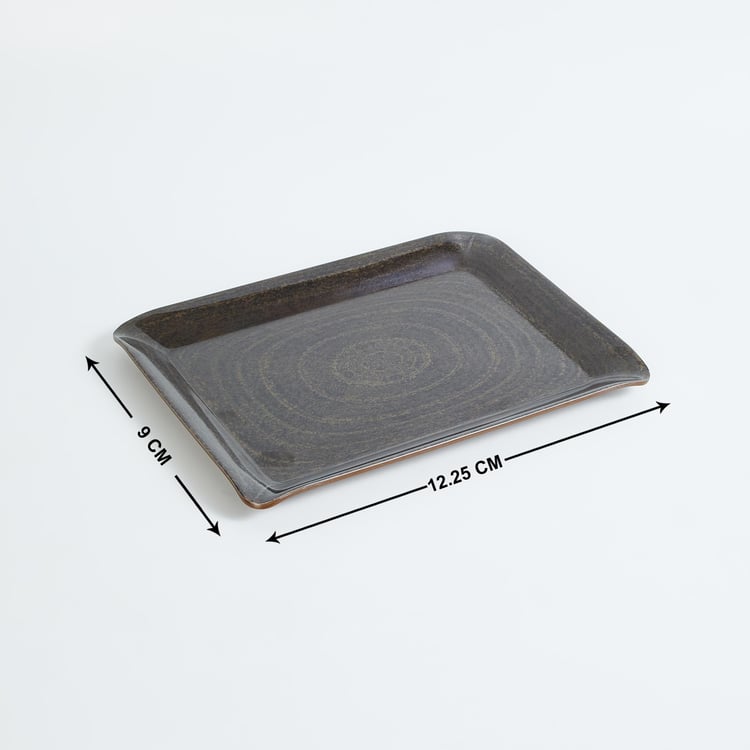 Meadows Solids Black Printed Rectangular Melamine Serving Tray - 9x12.25cm