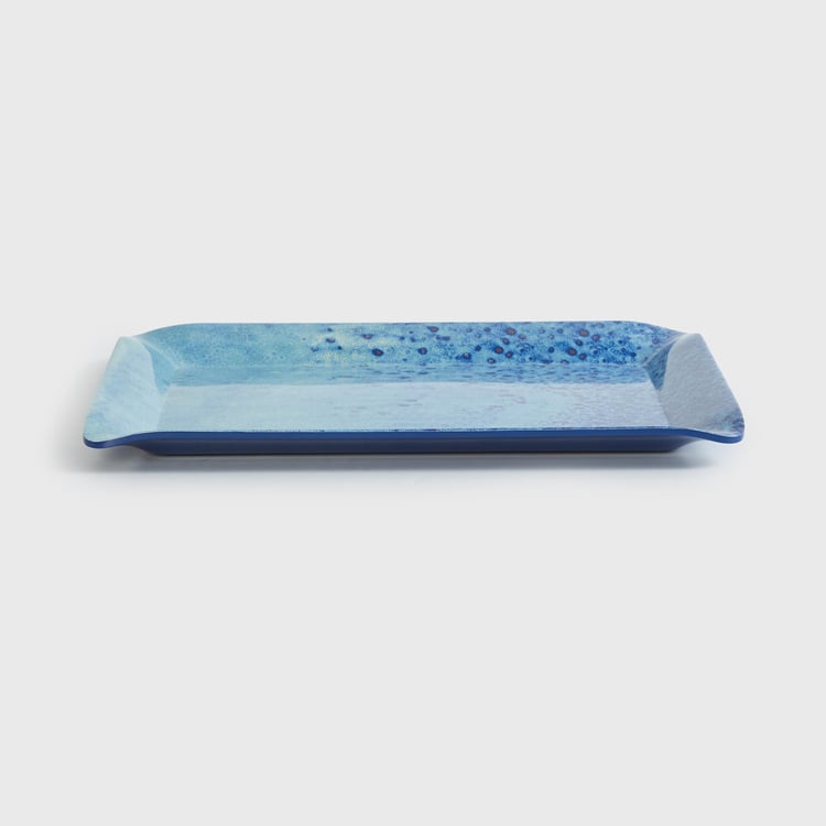 Leon Otto Blue Printed Melamine Serving Tray - 30x23cm