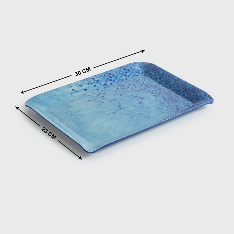 Leon Otto Blue Printed Melamine Serving Tray - 30x23cm