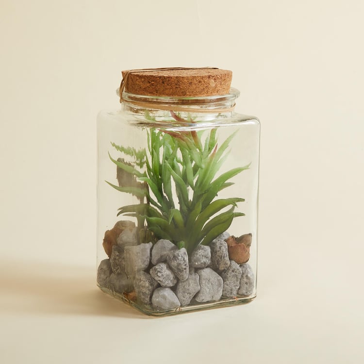 Fiesta Artificial Tiger Succulent in Glass Jar