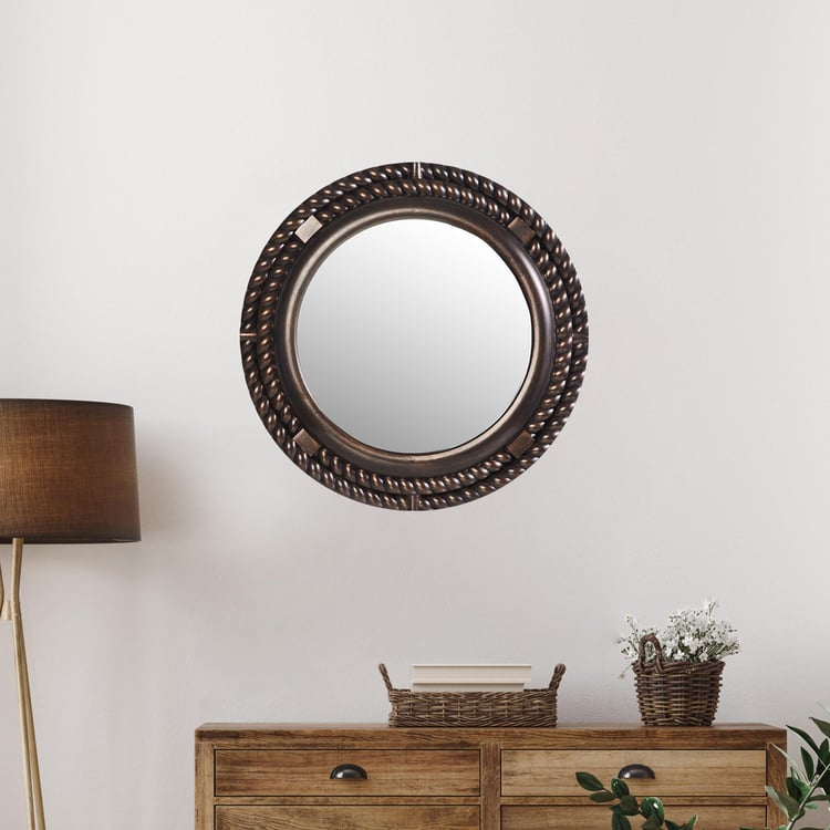 Casablanca Wood Round Wall Mirror - 46cm