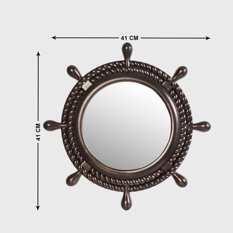 Casablanca Wood Round Wall Mirror - 46cm