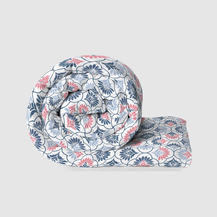 LAYERS Siena Blue Printed Cotton King-Size Bed-in-Bag Set - 4Pcs