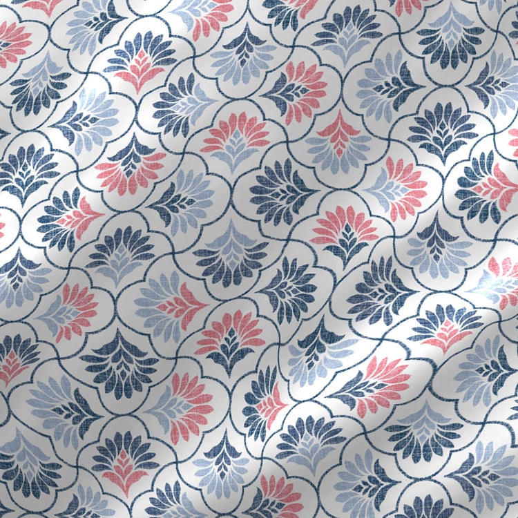 LAYERS Siena Blue Printed Cotton King-Size Bed-in-Bag Set - 4Pcs