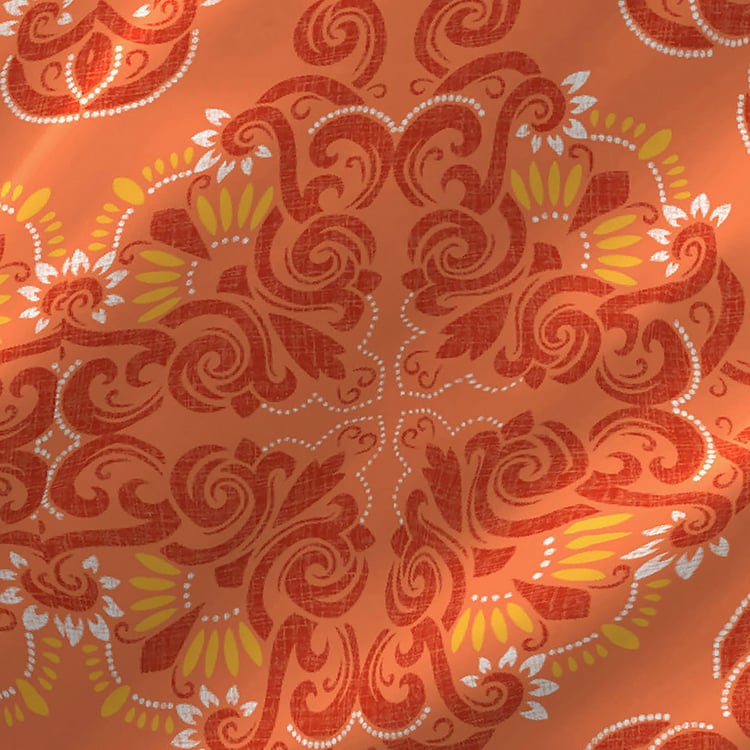 LAYERS Colorado Orange Cotton Queen Size Bedsheet Set - 224x254cm - 3Pcs