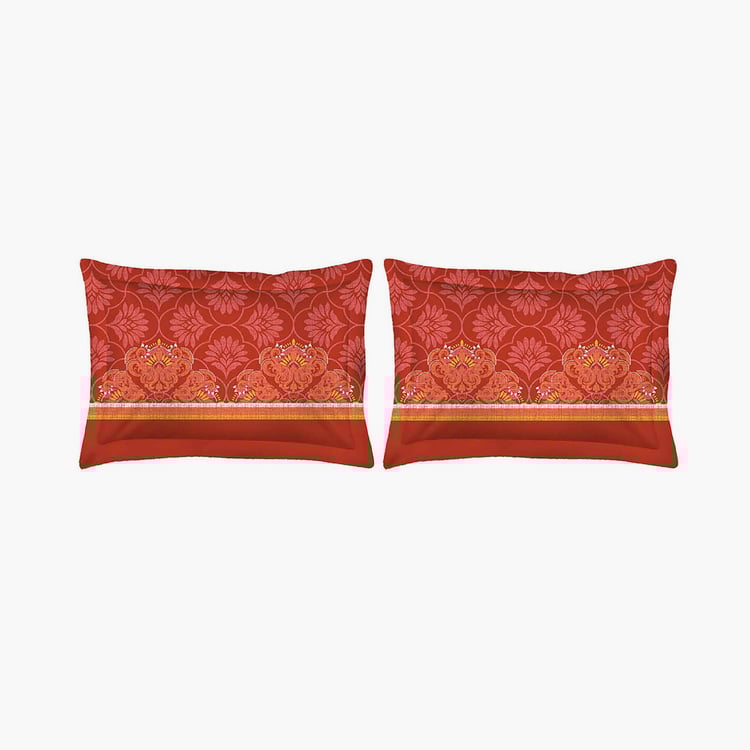 LAYERS Colorado Orange Cotton Queen Size Bedsheet Set - 224x254cm - 3Pcs