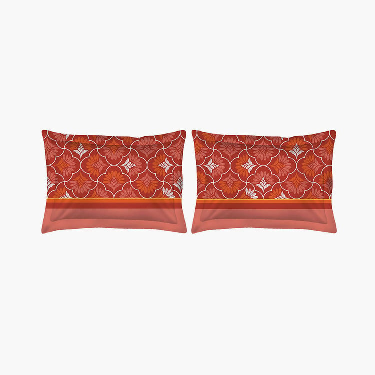 LAYERS Colarado Orange Printed Cotton Queen Bedsheet Set - 224x254cm - 3Pcs