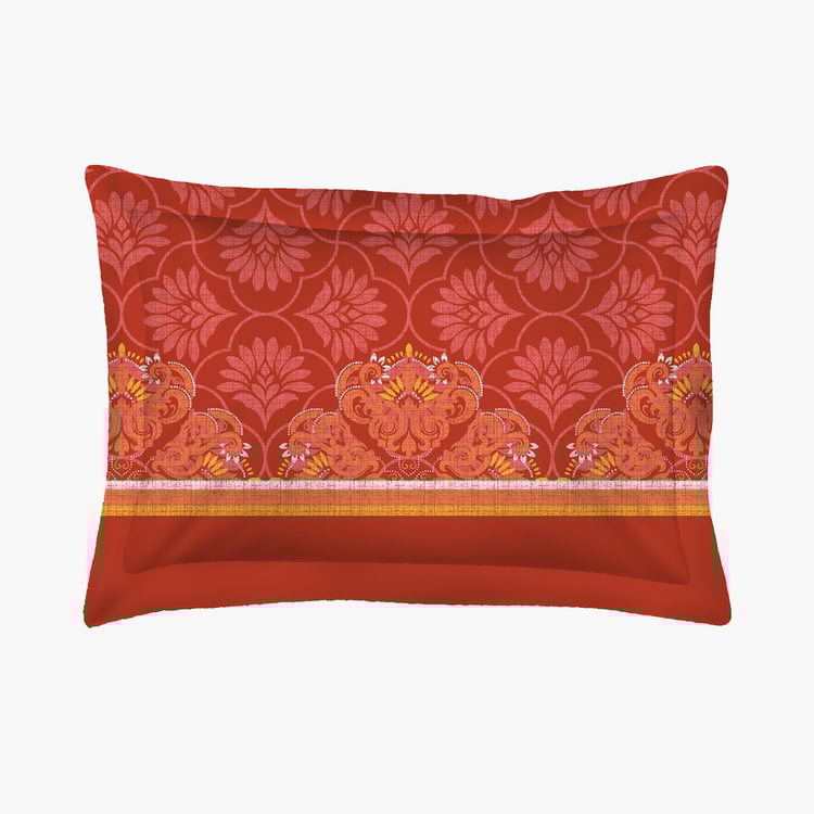 LAYERS Siena Orange Printed Cotton Single Bedsheet Set - 152x228cm - 2Pcs