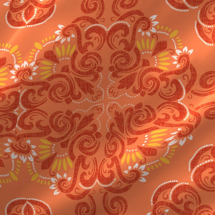 LAYERS Siena Orange Printed Cotton Single Bedsheet Set - 152x228cm - 2Pcs