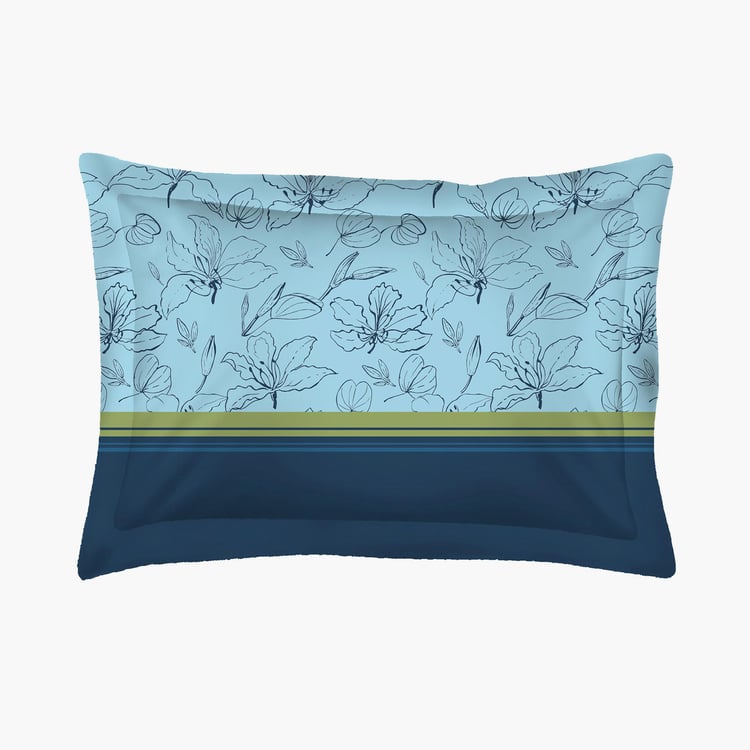 LAYERS Siena Blue Printed Cotton Single Bedsheet Set - 152x228cm - 2Pcs