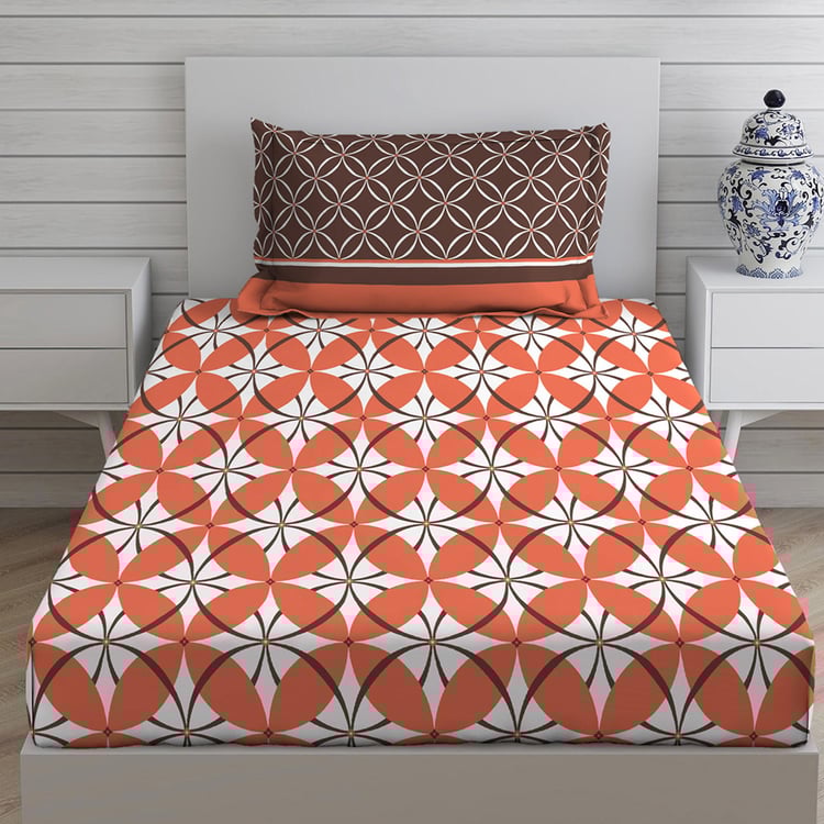 LAYERS Siena Blue Printed Cotton Single Bedsheet Set - 152x228cm - 2Pcs