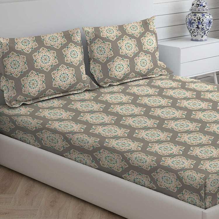 LAYERS Marsala Brown Cotton Super King Bedsheet Set - 274x274cm - 3Pcs