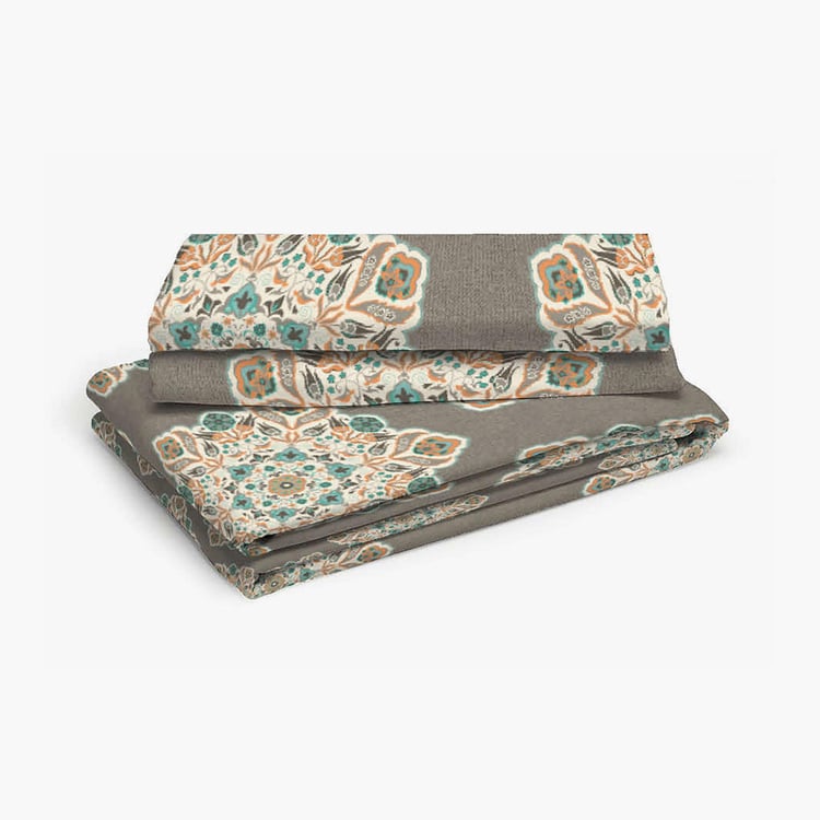 LAYERS Marsala Brown Cotton Super King Bedsheet Set - 274x274cm - 3Pcs